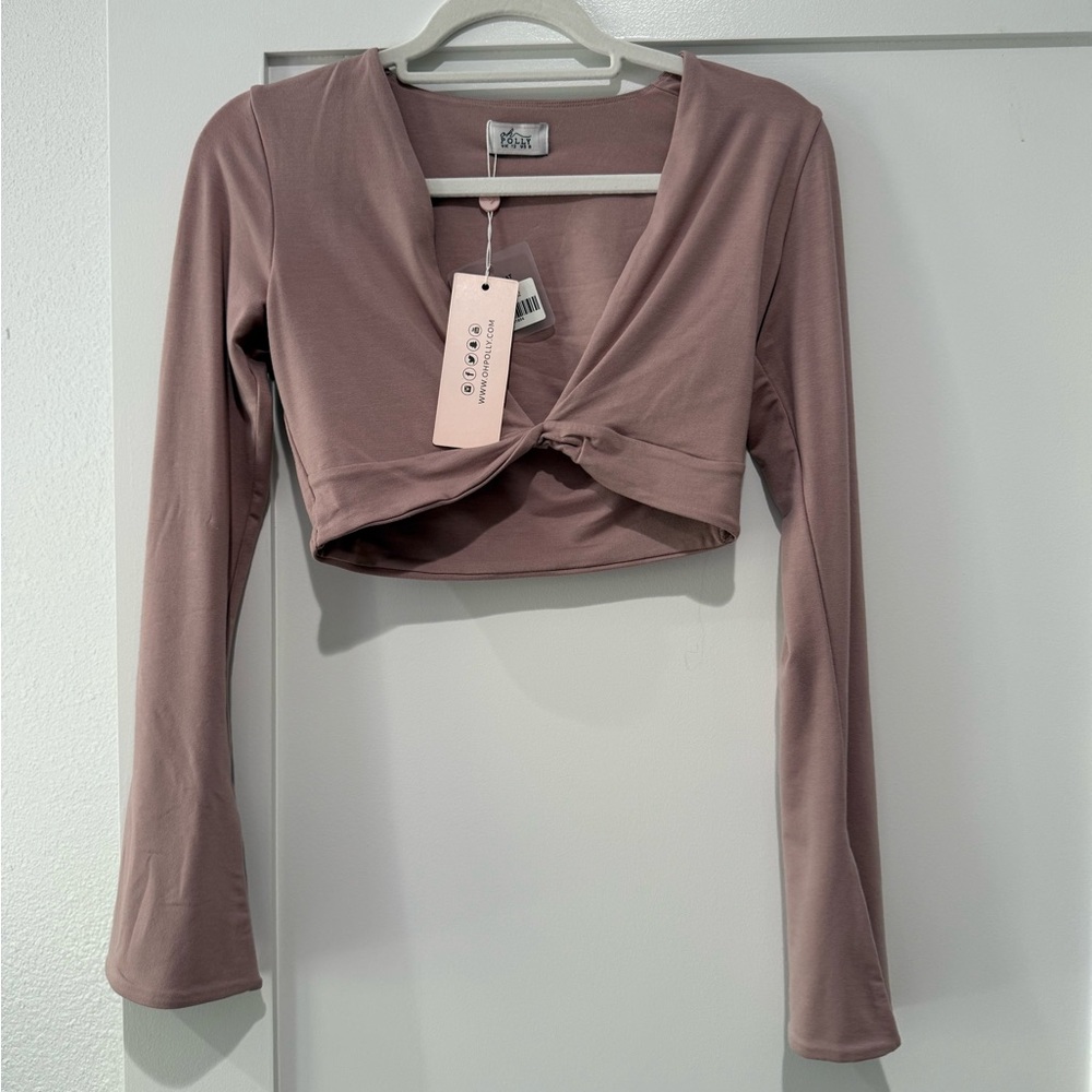 Women's Mauve Long Sleeve Crop Top